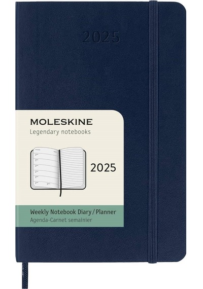 Moleskine 12 Ay Haftalık Ajanda Cep Boy 9x14 Cm Yumuşak Kapak Safir Mavi Safir Mavisi