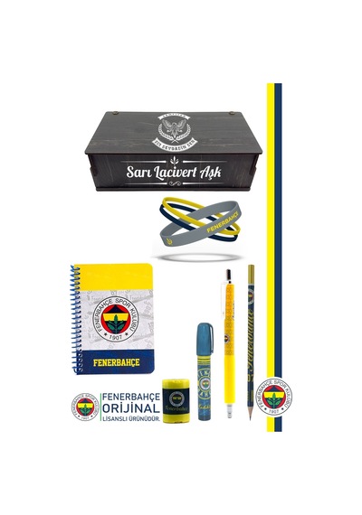 Fenerbahçe Orijinal Lisanslı Kalem Bileklik Bloknot Kalemtraş Silgi Hediyelik Set Sarı 006 Sarı