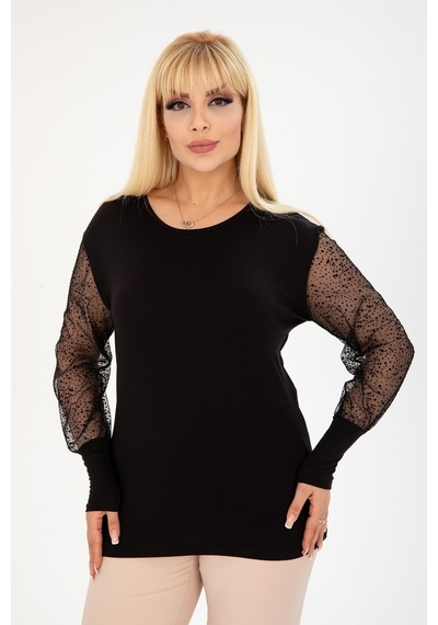Büyük Beden Bluz Esnek Siyah 28c-2408 Siyah