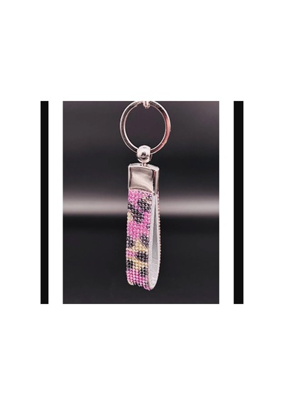 Leopar Pembe Taşlı Anahtarlık