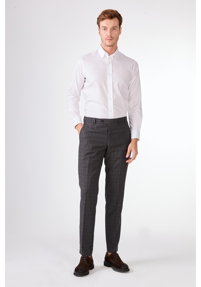 Dufy Gri Balıksırtı Erkek Takım Elbise - Slim Fit Gri