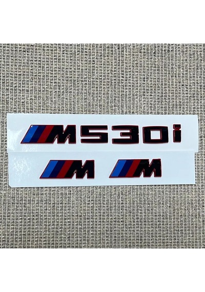 Bmw M530i Piano Black Kırmızı Bagaj Yazısı Ve M Çamurluk Armaları Seti 2'li 3m 3d Abs