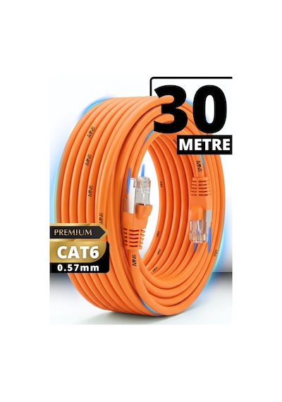 Mn6 M107xt Cat6 Ethernet Kablosu 30 Metre 0.57mm Utp Ultra Dayanıklı Çift Kat Korumalı Dış Mekan Ağır Şartlara Uygun Lan Kablosu 30 M