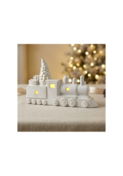 Seramik Tren Tasarımlı Yılbaşı Mumluk / Tealight Holder - Beyaz