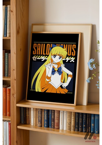 Sailor Moon Venus Poster, Ahşap Çerçeveli Duvar Tablosu - Anime Severlere Özel Hediye