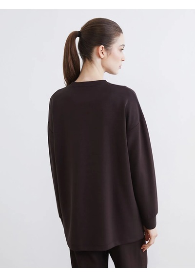 Lc Waikiki Kahverengi Soft Touch Kadın Sweatshirt Tunik