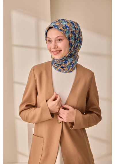 Silk Home Soft Eşarp 73092-08 Hardal, Bebe Mavi, Yanık Sarı, Çikolata Kahve