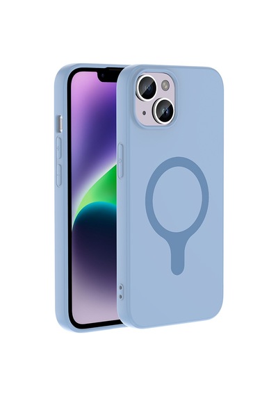 Maks Technology iPhone Uyumlu 13 Kılıf M-safe Şarj Özellikli Mkst Aris Silikon Kapak - Baby Blue