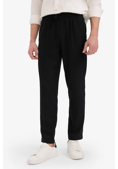 Defacto Relax Fit Kısa Paça Keten Görünümlü Pantolon E4790ax25aubk27 Siyah