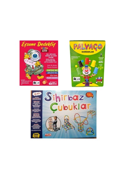 Sihirbaz Çubuk , Efsane Dedektif , Palyaço Bardak 3 Parça Aile Etkinlik Oyun Seti