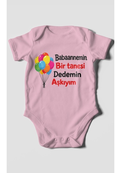 Morivokids Babaanneye Ve Dedeye Özel Kısa Kollu Bebek Body %100 Pamuk Zbn161-kk Koyu Pembe
