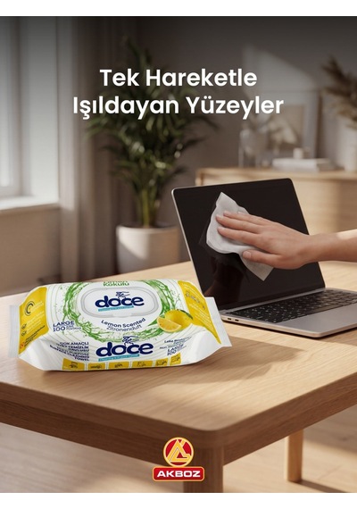 Limon Kokulu Yüzey Temizlik Havlusu 100 Yaprak Pratik Hijyenik Temizlik Mendili Diğer