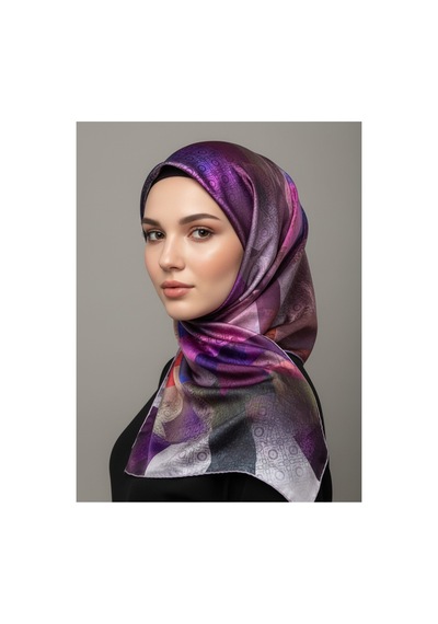 Trend Dijital Baskı Batik Dikdörtgen Desenli Royan Eşarp Desen 4 Renk 1 Çok Renkli