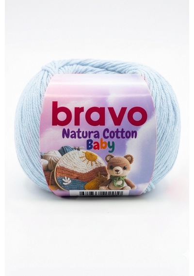 Natura Cotton Baby Bebe Mavi 604 %100 Pamuk Örgü İpi 50 Gr 130 Mt