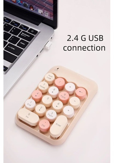 Renkli Daktilo Tarzı Vintage Kablosuz Wıreless Numeric Keypad 18 Tuşlu Sayısal Klavye Numpad