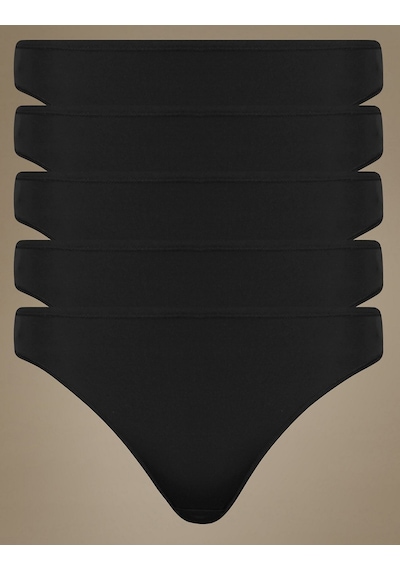 Marks & Spencer 5'li Dikişsiz High Leg Külot Seti T61004100 Siyah