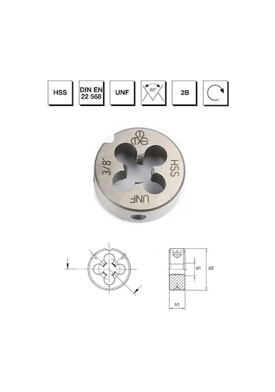 Mte Makina Takım 5/16"x24 Hss Dın En 22 568 Usa İnce Vidalı Pafta Lokması - Unf - B00110070794