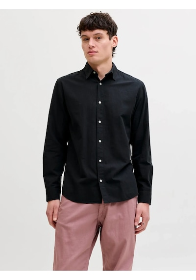 Jack&jones Jjebreeze Keten Karışımlı Erkek Gömlek 12288595 Siyah