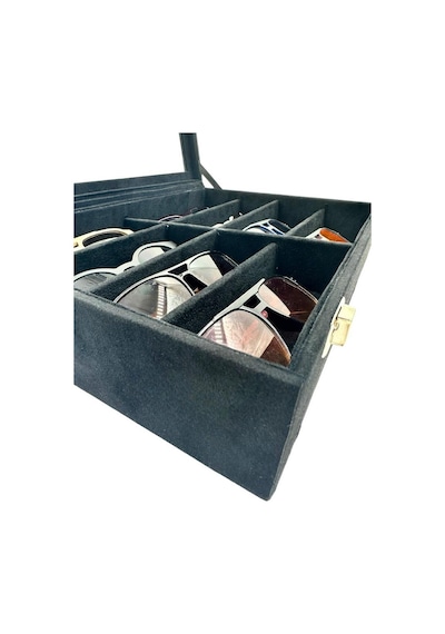 Richbox 8'li Gözlük Kutusu ALCANTARA Siyah