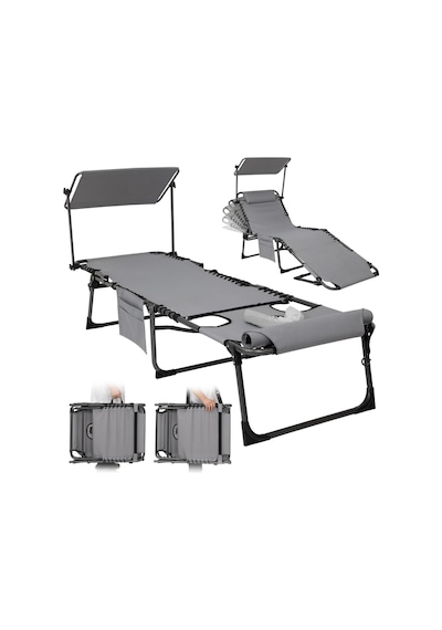 Kingcamp Magnolia B10 Plus Hands-free Premium 7 Kademeli Katlanır Şezlong Grey Gri