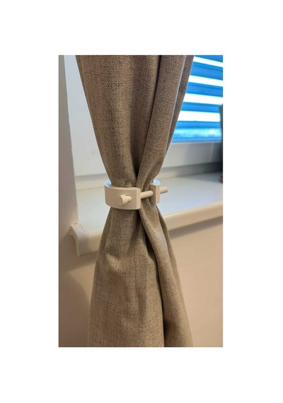 Modern Minimalist Perde Tokası - Dekoratif Perde Bağı Mandalı - Beyaz Fon Perde Tutucu 2 Adet Beyaz