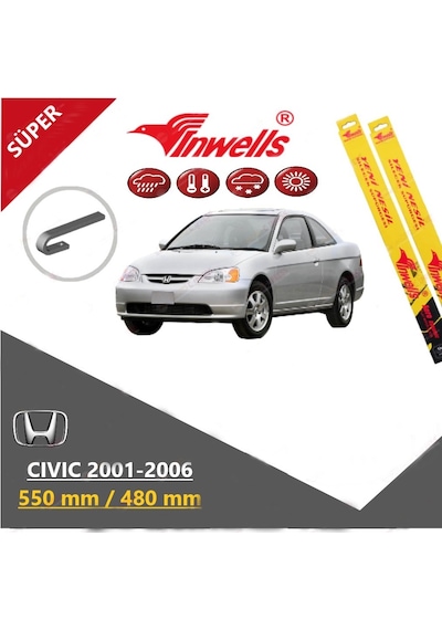 Honda Civic Sedan 2001-2006 İnwells Ön Muz Silecek Takımı