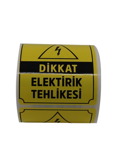 Dikkat Elektirik Tehlikesi Etiketi 70mm X 80mm Ruloda 250 Adet