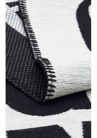 Arya Neo Arn 01 White Black Yıkanabilir Kaymaz Tabanlı Modern Pamuk Kilim