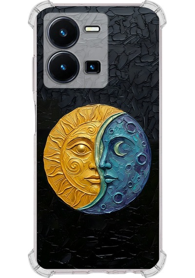 Vivo Y35 İle Uyumlu Köşe Korumalı Kılıf Metamorfoz Ekinoks Tasarımlı Uv Baskılı Şeffaf