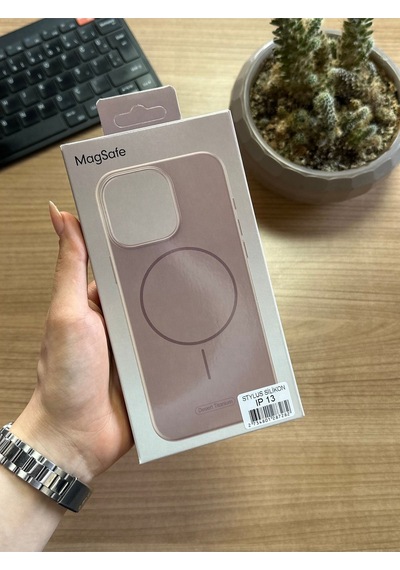 Apple iPhone Uyumlu 13 Animasyonlu Stylus Silikon Kılıf Bej