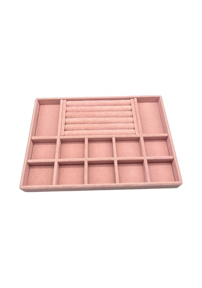Yerli Üretim Istanbul Model Süet Kumaş Pembe Renk Çekmece Içi Takı Düzenleyici Stand Çok Renkli