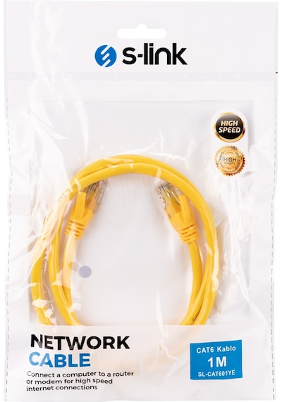 S-link Sl-cat601ye Cat6 Patch 1mt Kablo Sarı 1923 Renkli