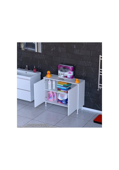 Söke 95x75x32,5 Cm Lik Küçük Alanlar İçin Akıllı Çözümler 2 Kapaklı 2 Göz Raflı Dolap Beyaz