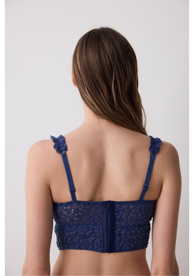 Penti Crinkle Lace Corset Lacivert Büstiyer