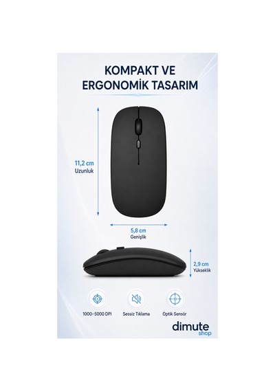 Şarjlı Bluetooth + 2.4ghz Kablosuz Mouse Laptop, Mac, Apple iPad Uyumlu Ve Android Tablet İçin Siyah - 744542242 Diğer Şarjlı Bluetooth + 2.4ghz Kablosuz Mouse Laptop, Mac, Apple iPad Uyumlu Ve Android Tablet İçin Siyah - 744542242 Diğer