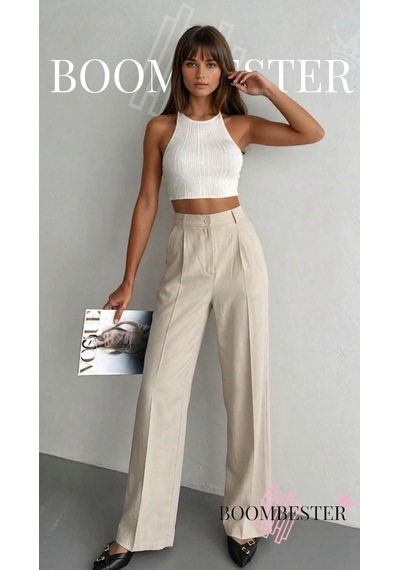 Boombester Premium Tnsel Palazzo Pantolon Yüksek Bel Bol Paça Kadın Pantolon Dökümlü Rahat Bej Boombester Premium Tnsel Palazzo Pantolon Yüksek Bel Bol Paça Kadın Pantolon Dökümlü Rahat Bej