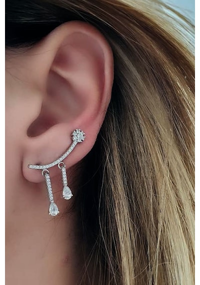 Pırlanta Işıltısında Zirkon Taşlı Gümüş Earcuff Tek Küpe N11.75979