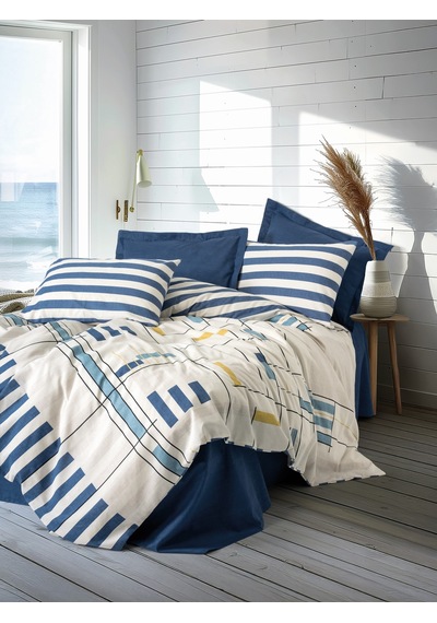 Cotton Box Modern Tek Kişilik Nevresim Takımı Lunox Lacivert Lacivert