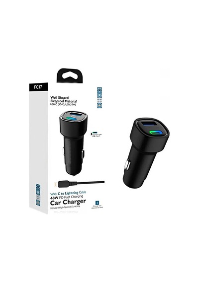 48w Hızlı Şarjlı Araç Şarj Cihazı Type-c + Usb Çift Giriş Typ