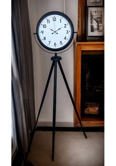 Siyah Tripod Ayaklı Dekoratif Saat Çok Renkli