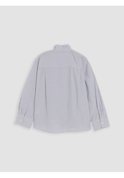 Lcw Vision Mavi Fular Yaka Ekose Oversize Kadın Gömlek