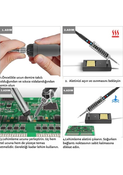 60w Ayarlanabilir Havya Kiti Full Lehim Elektronik Tamir Seti Çantalı