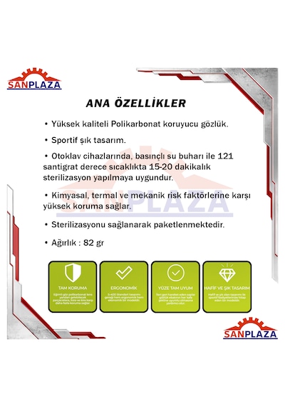 Baymax Bx-2550 Armor Antifog Şeffaf Buğu Yapmayan Toz Çapak Koruyucu Uv Korumalı Laboratuvar İşçi İş Güvenlik Gözlüğü