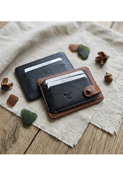 Passtell %100 Hakiki Deri Trend Model Minimalist Unisex Kredi Kartlık Ve Cüzdan Ebatlar 11,5 Cm /8,5 Cm Siyah - Taba