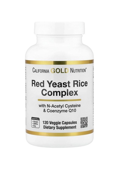California Gold Nutrition, Red Yeast Rice Complex With Organic Red Yeast Rice, N-acetyl Cysteine, Coenzyme Q10, And Milk Thistle Extract, 120 Veggie Capsules