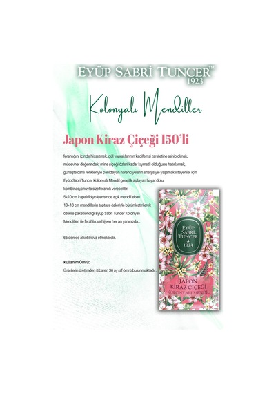 Eyüp Sabri Tuncer Yüz Temizleme Mendili + Ananas + Gül + Kiraz + Limon Kolonyalı Mendil + Rosie