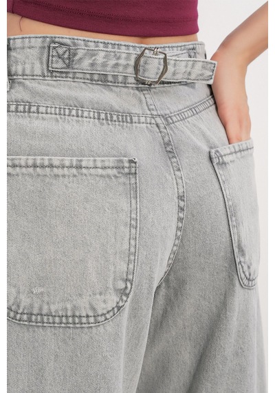 Hiccup Bdart Keten Karışımlı Düz Kesim Denim Jean Açık Gri