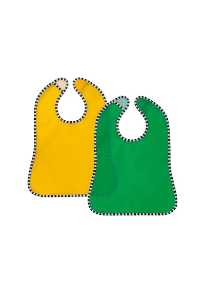 2 Adet Cırtlı Mama Önlüğü 28,5x38,5 Cm İkea 2'li Set Çocuk Yemek Önlüğü Sarı-yeşil Önlük