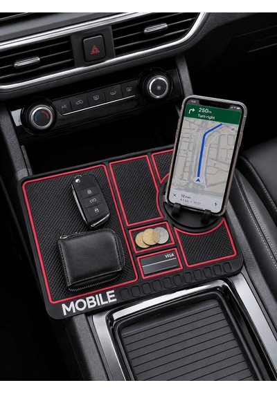 Araç Konsol Organizatörü Kaydırmaz Silikon Telefon Standlı Uczznumaratorpad-3 Diğer