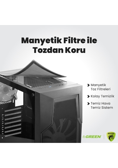 Green GRIFFIN G1 R5-5600X 16 GB 512 GB SSD RTX5060 Free Dos Oem Paket Masaüstü Oyuncu Bilgisayarı